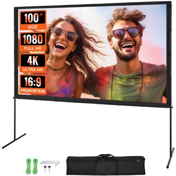 VEVOR Projektion Beamer Leinwand mit Ständer 254 cm HD 4K Outdoor Indoor Projektor Screen Schnelles Klappbare