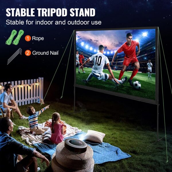 VEVOR Projektion Beamer Leinwand mit Ständer 254 cm HD 4K Outdoor Indoor Projektor Screen Schnelles Klappbare – Bild 4