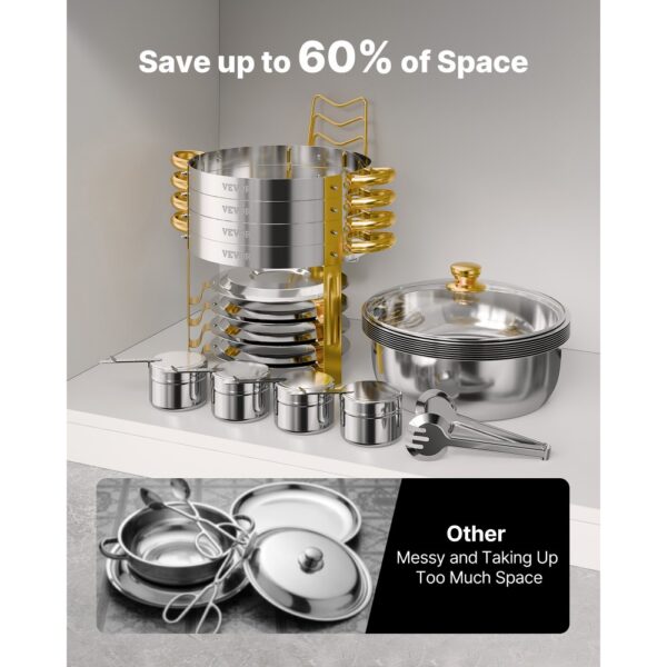 VEVOR Chafing Dish Buffet Speisenwärmer mit 4 Behältern in voller Größe (4,7 L), für Hochzeiten Buffet Gold – Bild 5