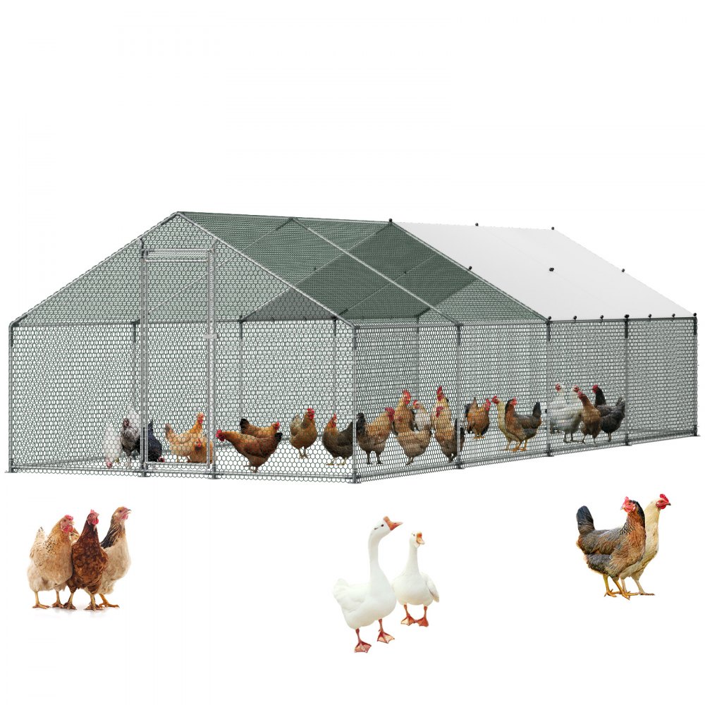 VEVOR Hühnerstall Metall, 3x8x2 m, Begehbarer Hühnerauslauf mit Abdeckung