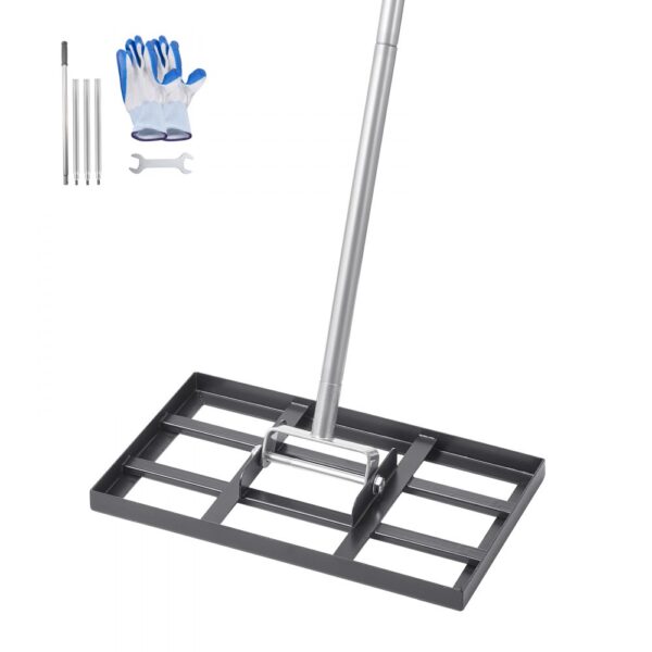 VEVOR Rasenrakel, Levelingrake mit 198 cm Griff, 431x254 mm Bodenplatte