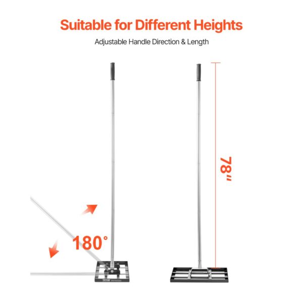 VEVOR Rasenrakel, Levelingrake mit 198 cm Griff, 431x254 mm Bodenplatte – Bild 4