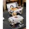 VEVOR Chafing Dish Set Speisenwärmer Edelstahl mit 4 Behältern in halber Größe (4 L pro), für Partys