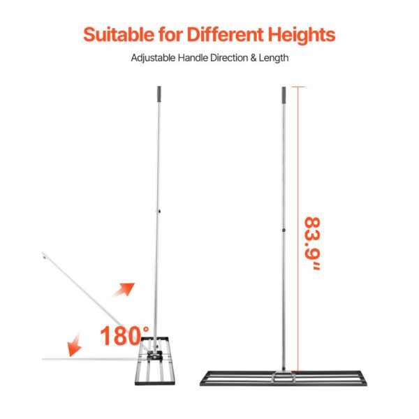 VEVOR Rasennivellierrechen, Levelingrake mit 213 cm Griff, 1219x254 mm Bodenplatte – Bild 4