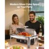VEVOR Chafing Dish Set Speisenwärmer Edelstahl mit Pfannen in voller Größe (8,5 L), für Buffet Silber – Bild 2