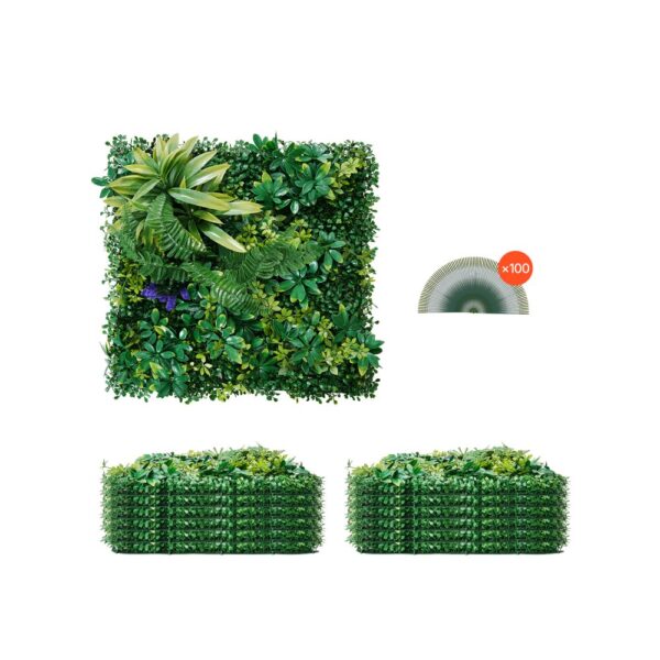 VEVOR Künstliche Hecke, 12 Stück, 500x500x50 mm, 3D-Kombination, Künstliche Pflanzenwand