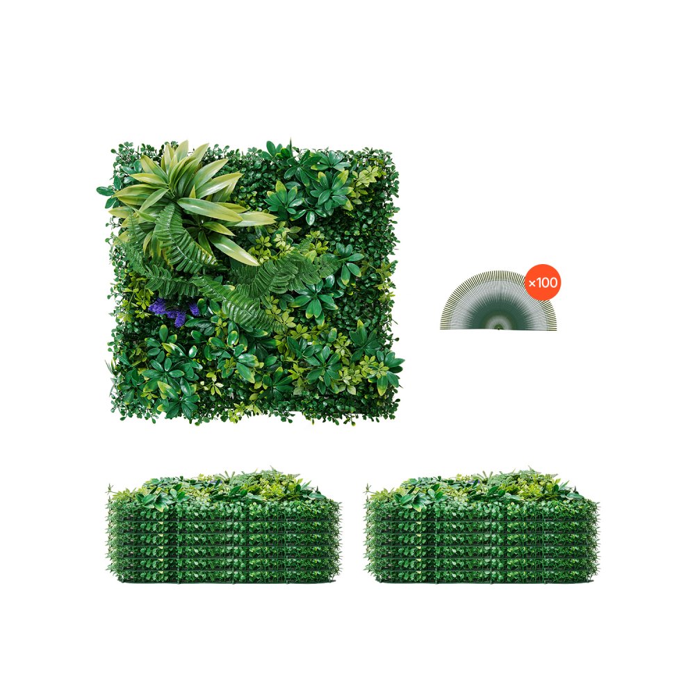 VEVOR Künstliche Hecke, 12 Stück, 500x500x50 mm, 3D-Kombination, Künstliche Pflanzenwand