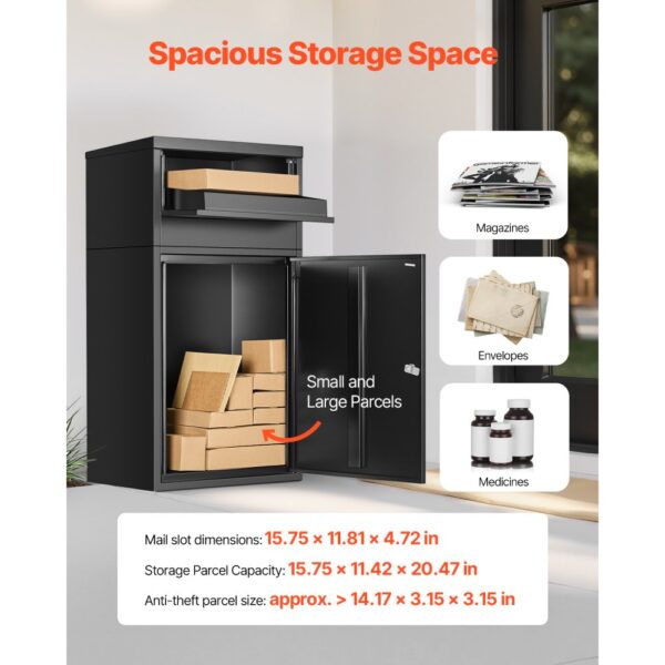 VEVOR Paketbriefkasten 500x325x909 mm, Paketkasten mit Schloss, Packstation für Zuhause und das Büro – Bild 4 VEVOR Paketbriefkasten 500x325x909 mm, Paketkasten mit Schloss, Packstation für Zuhause und das Büro – Bild 4