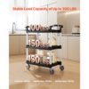 VEVOR Universalwagen, 136 kg, 3-stufiger Universalwagen aus Kunststoff mit 360° Schwenkrädern (2 mit Bremse) – Bild 2 VEVOR Universalwagen, 136 kg, 3-stufiger Universalwagen aus Kunststoff mit 360° Schwenkrädern (2 mit Bremse) – Bild 2