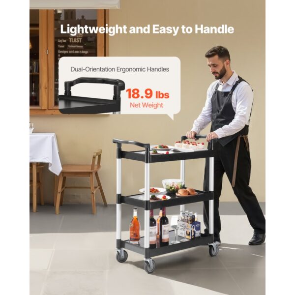 VEVOR Universalwagen, 136 kg, 3-stufiger Universalwagen aus Kunststoff mit 360° Schwenkrädern (2 mit Bremse) – Bild 5 VEVOR Universalwagen, 136 kg, 3-stufiger Universalwagen aus Kunststoff mit 360° Schwenkrädern (2 mit Bremse) – Bild 5