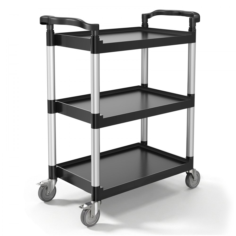 VEVOR Universalwagen, 136 kg, 3-stufiger Universalwagen aus Kunststoff mit 360° Schwenkrädern (2 mit Bremse)