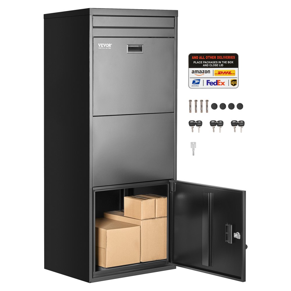 VEVOR Paketbriefkasten 1198x500x360 mm, Paketkasten mit Schloss, Packstation für Zuhause und das Büro
