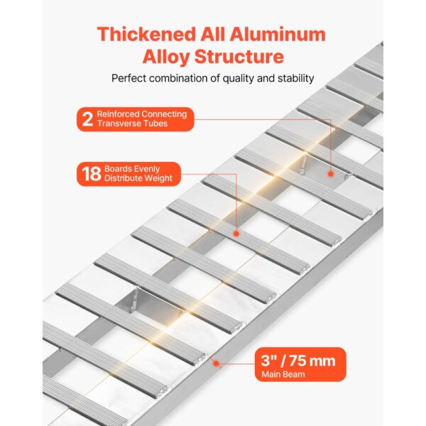 VEVOR Laderampen 2 Stk. 2745 x 380 mm, Robustes Aluminium, Gesamttragfähigkeit 4535,9 kg – Bild 3