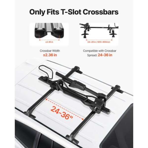 VEVOR Dachfahrradträger 15 kg Tragkraft, aufrechter Autodachträger für SUV Auto, Schwarz – Bild 2