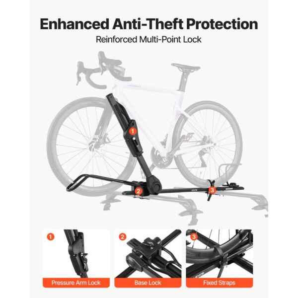 VEVOR Dachfahrradträger 15 kg Tragkraft, aufrechter Autodachträger für SUV Auto, Schwarz – Bild 4