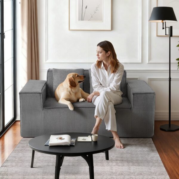 VEVOR Loveseat-Sofa Couch mit zwei Sitzen (160 cm breit), kein Zusammenbau erforderlich, grau