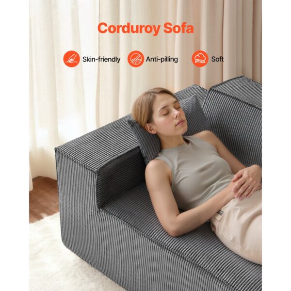VEVOR Loveseat-Sofa Couch mit zwei Sitzen (160 cm breit), kein Zusammenbau erforderlich, grau – Bild 2
