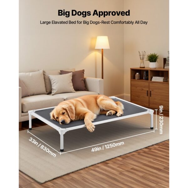 VEVOR erhöhtes Hundebett für große Hunde, kühlendes Haustierbett XL (1250 x 830 mm) Grau – Bild 4