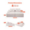 VEVOR übergroße Doppel-Chaiselonguen (210 cm) Cord-Sofa, Schlafsofa 2 Personen Beige – Bild 3