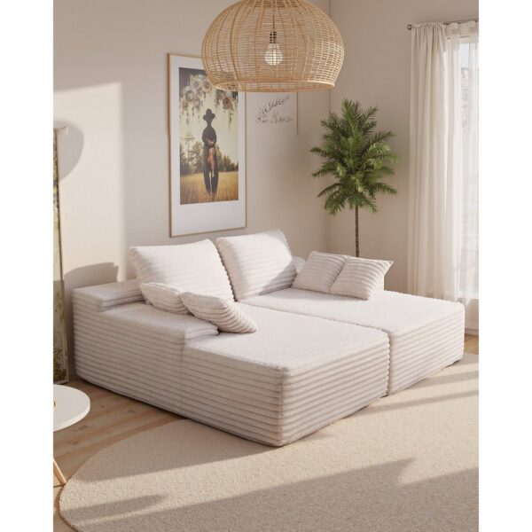VEVOR übergroße Doppel-Chaiselonguen (210 cm) Cord-Sofa, Schlafsofa 2 Personen Beige – Bild 5