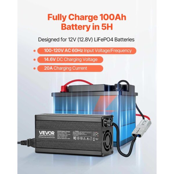 VEVOR 12 V 20 A Batterieladegerät, 14,6 V, DC Ladespannung, 0-V-Aktivierung – Bild 2