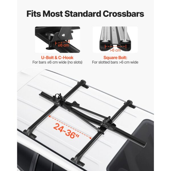 VEVOR Dachfahrradträger 15 kg Tragkraft, aufrechter Autodachträger für SUV Auto, Schwarz – Bild 2
