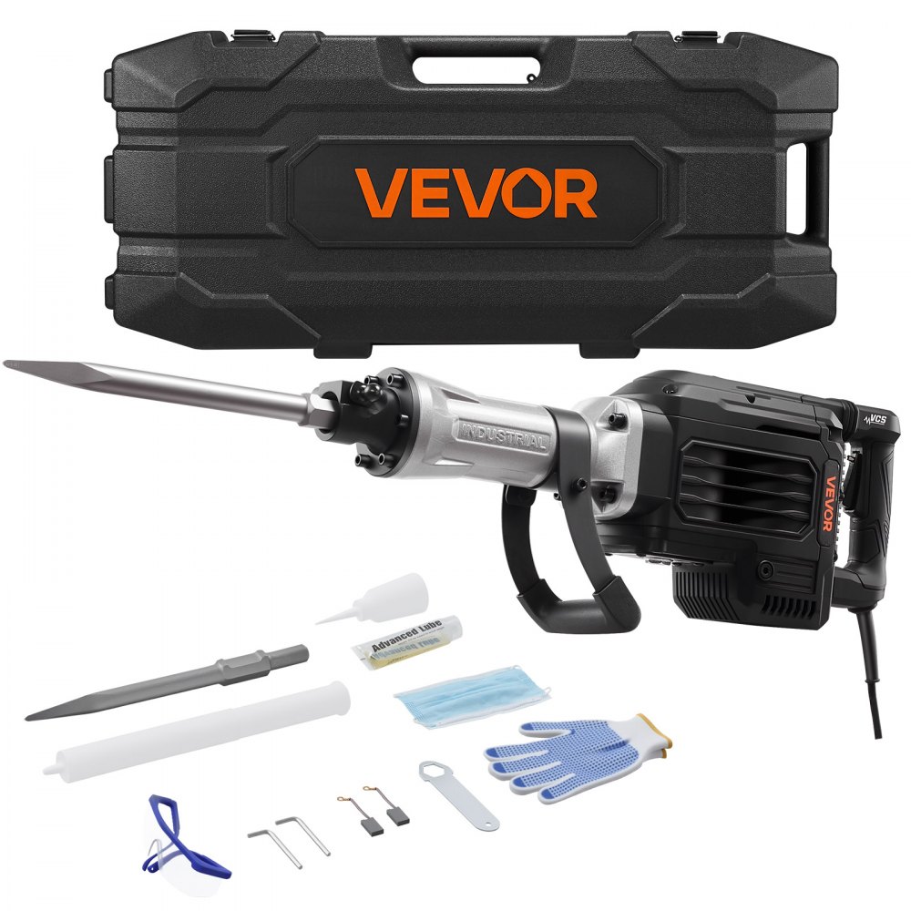VEVOR Abbruchhammer 3000 W elektrischer Betonhammer, für Beton Wände Ziegel Fliesen Fundamente Schwarz