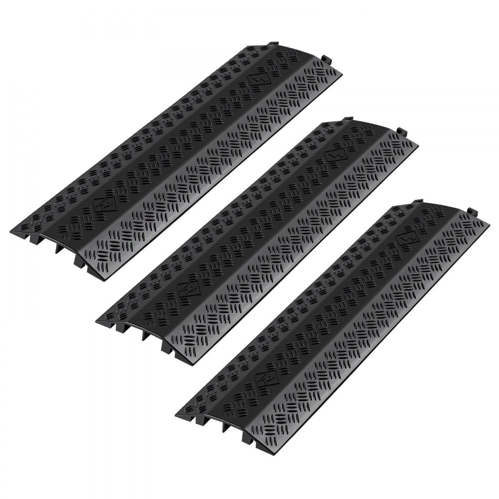 VEVOR 975 mm Kabelbrücke, 7938 kg/Achstragkraft, Hochleistungs-Überfahrschutz aus PP, 3er-Pack