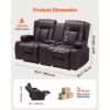 VEVOR Loveseat Relaxsofa verstellbare Liegecouch mit Mittelkonsole, Liegesessel für Wohnzimmer/Wohnmobil – Bild 3