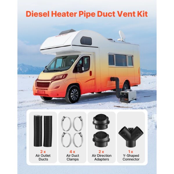 VEVOR Dieselheizungsrohr Warmluftauslass Entlüftungsset mit Y-förmigem Anschlussstück & Luftkanalklemmen – Bild 2