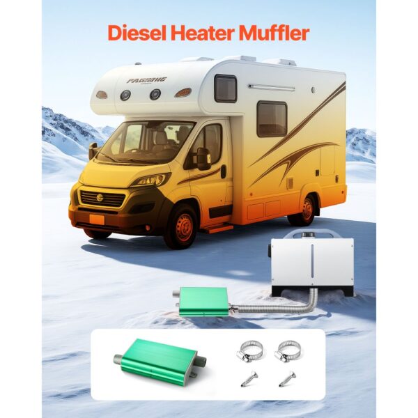 VEVOR Dieselheizungsschalldämpfer Abgasschalldämpfer Set mit 2 Klemmen & Schrauben, Aluminiumlegierung – Bild 2