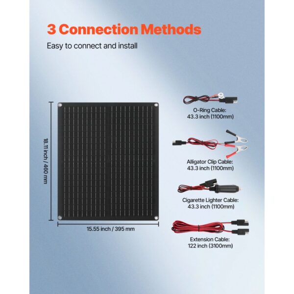 VEVOR 30 W 12 V Solarpanel-Batterieladegerät, tragbar für RV, Auto, Motorrad – Bild 5 VEVOR 30 W 12 V Solarpanel-Batterieladegerät, tragbar für RV, Auto, Motorrad – Bild 5