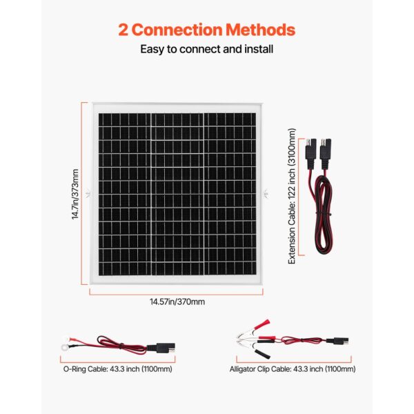 VEVOR 12V Monokristallines Solarpanel-Kit 20W, IP67 wasserdicht für Auto, Boot – Bild 5