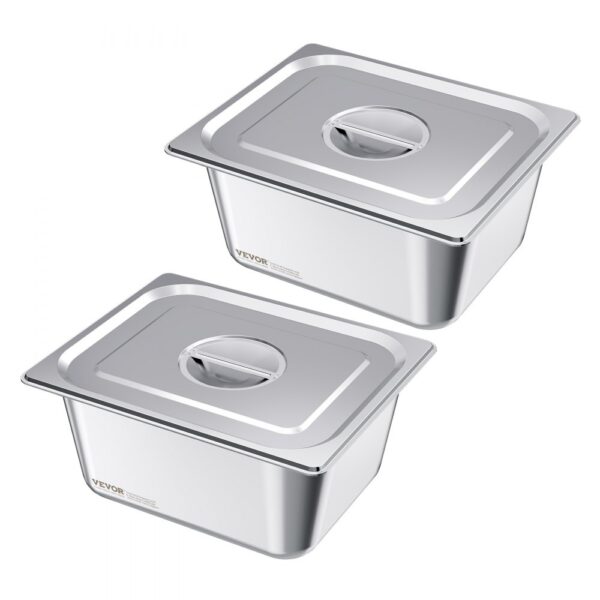 VEVOR Gastronormbehälter Hotelpfanne (1/2-Größe) 2 Stk. 9 L, wiederverwendbare Behälter (148 mm tief)