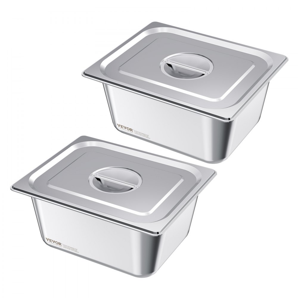 VEVOR Gastronormbehälter Hotelpfanne (1/2-Größe) 2 Stk. 9 L, wiederverwendbare Behälter (148 mm tief)