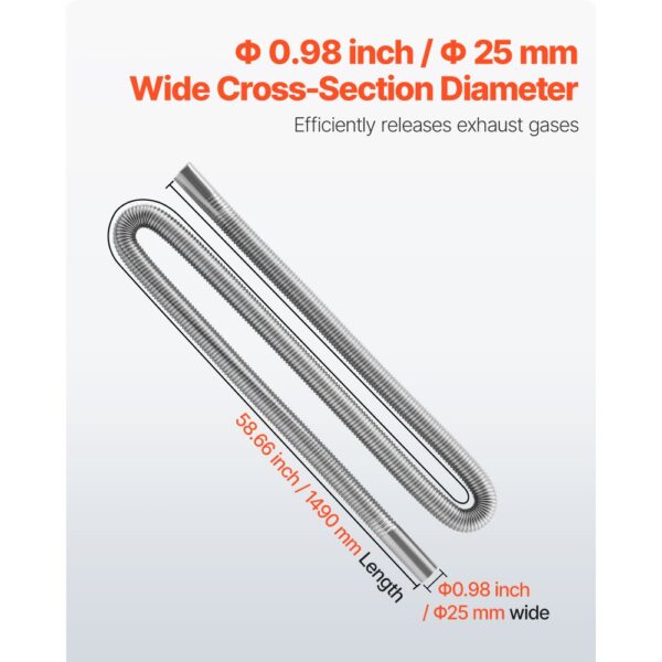 VEVOR Abgasrohr Standheizung flexibler Abgasschlauch 149 cm für Auto-Dieselheizung mit 2 Klemmen – Bild 4