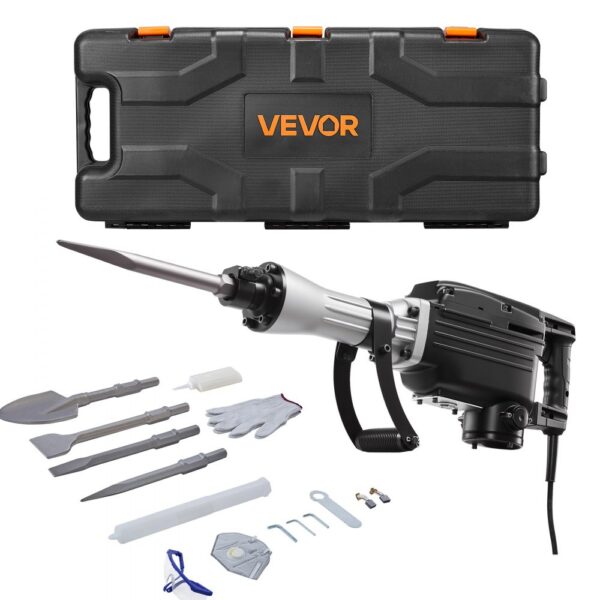 VEVOR Abbruchhammer elektrischer Betonhammer 2800 W, für Beton Wände Ziegel Fliesen Fundamente Schwarz