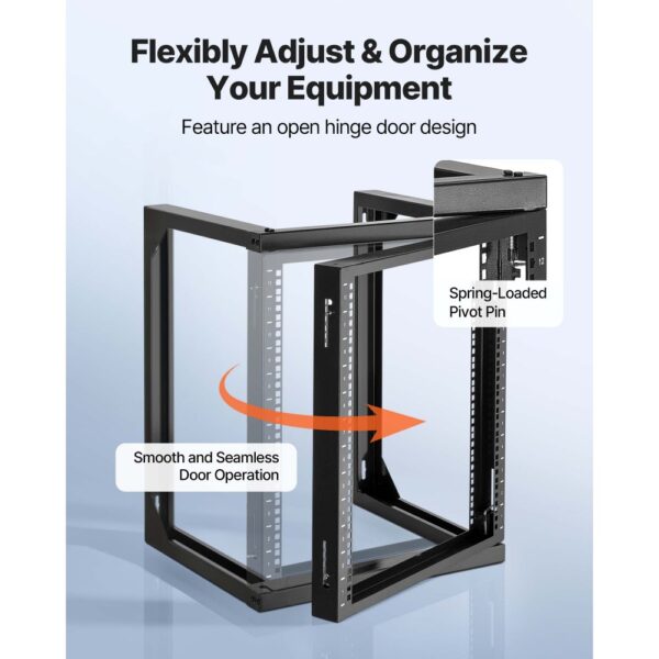 VEVOR 12U Server Rack zur Wandmontage, 68,04 kg max. Tragkraft, Karbonstahl – Bild 2