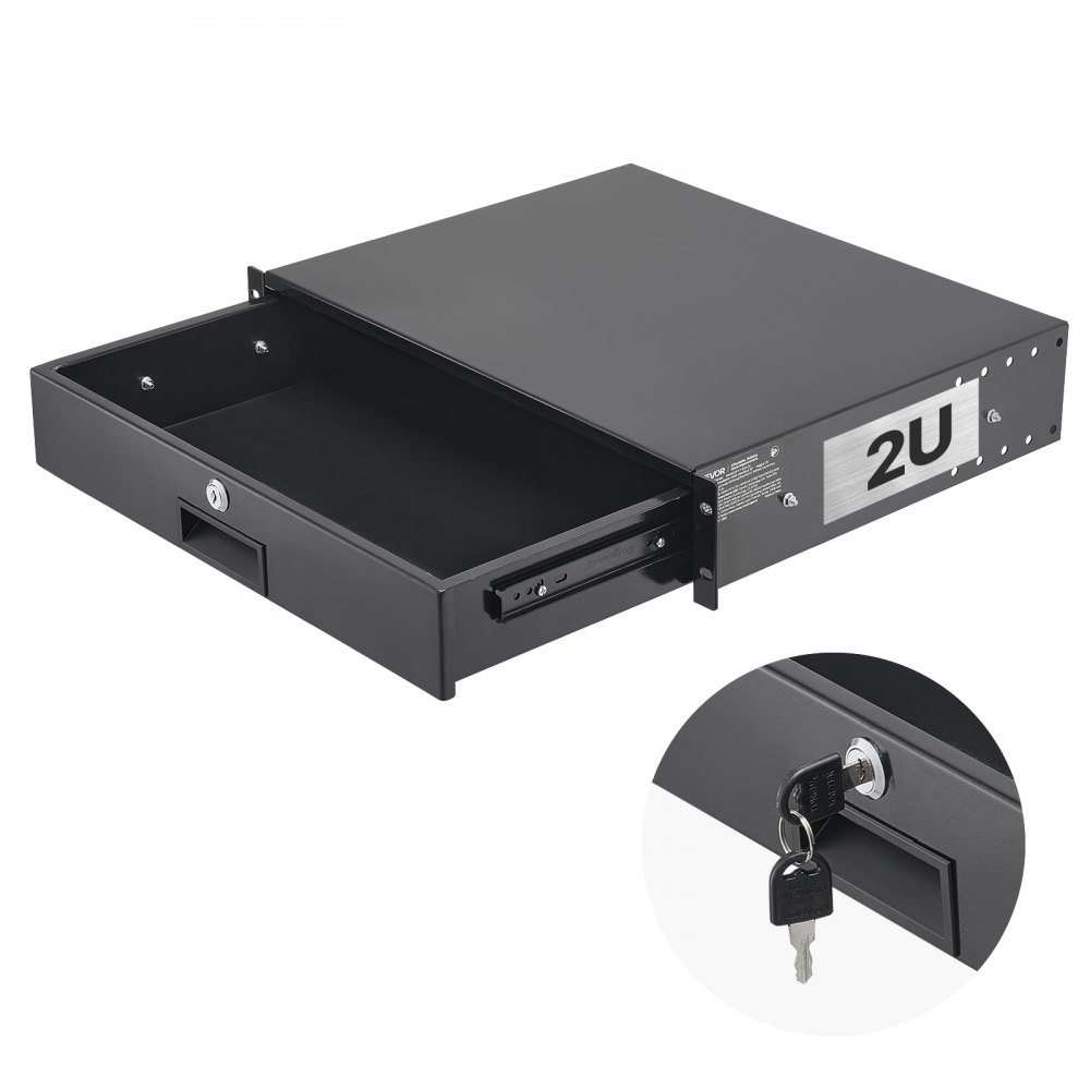 VEVOR 2U Rackschublade, 22,68 kg, abschließbares Serverschrankgehäuse