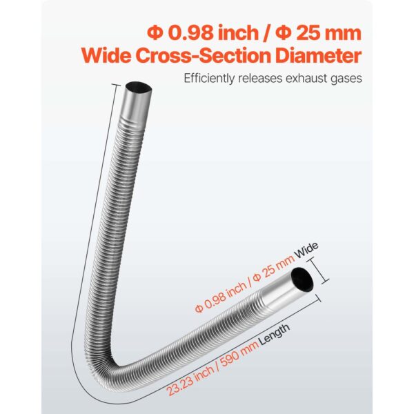VEVOR Abgasrohr Standheizung flexibler Abgasschlauch 59 cm für Auto-Dieselheizung mit 2 Klemmen – Bild 4