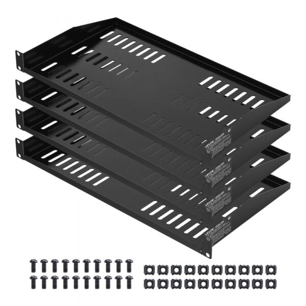 VEVOR 1U Server-Rack-Regal, 4 Stk., 22,68 kg, belüfteter Ausleger, 254 mm Tiefe VEVOR 1U Server-Rack-Regal, 4 Stk., 22,68 kg, belüfteter Ausleger, 254 mm Tiefe