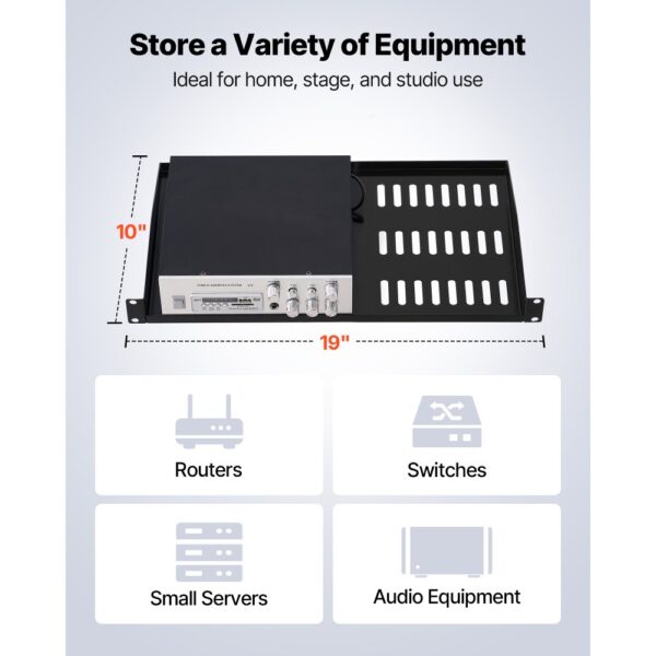 VEVOR 1U Server-Rack-Regal, 4 Stk., 22,68 kg, belüfteter Ausleger, 254 mm Tiefe – Bild 5 VEVOR 1U Server-Rack-Regal, 4 Stk., 22,68 kg, belüfteter Ausleger, 254 mm Tiefe – Bild 5