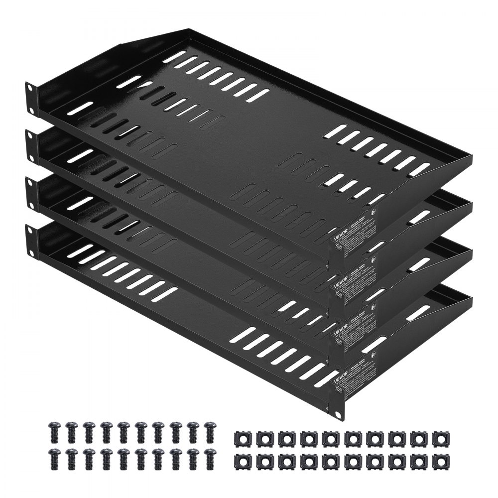 VEVOR 1U Server-Rack-Regal, 4 Stk., 22,68 kg, belüfteter Ausleger, 254 mm Tiefe