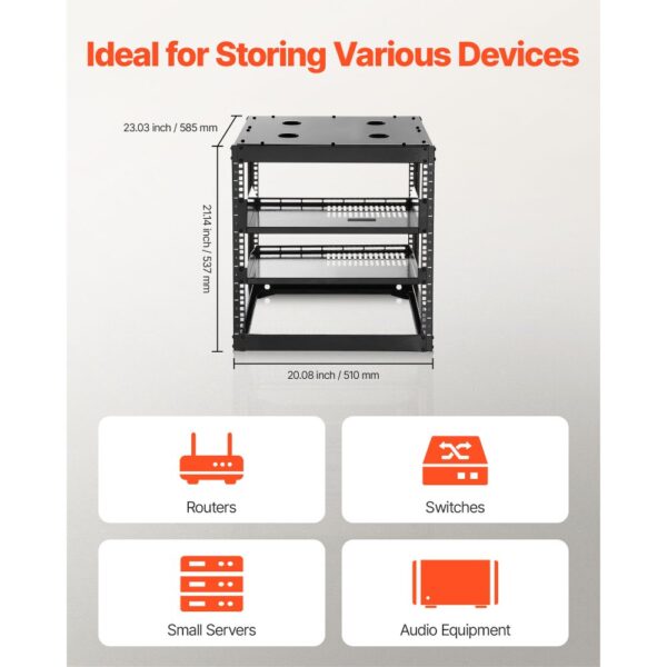 VEVOR 10U Open Frame Netzwerk-Rack, 585 mm Tiefe, 4-Pfosten-Konstruktion – Bild 4