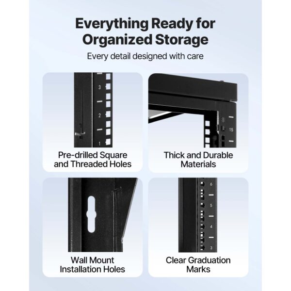 VEVOR 15U Server-Rack zur Wandmontage, 68 kg max. Tragkraft, Karbonstahl – Bild 5 VEVOR 15U Server-Rack zur Wandmontage, 68 kg max. Tragkraft, Karbonstahl – Bild 5