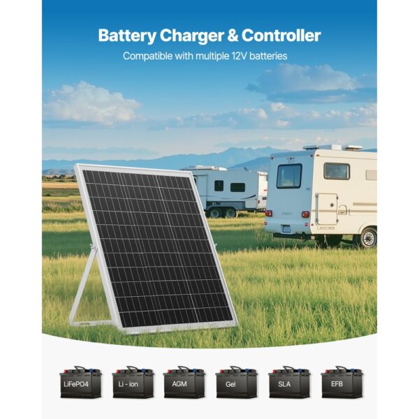 VEVOR 12V Monokristallines Solarpanel-Kit 25 W, IP67 wasserdicht für Auto, Boot – Bild 4