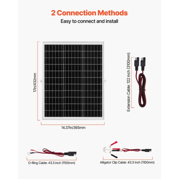 VEVOR 12V Monokristallines Solarpanel-Kit 25 W, IP67 wasserdicht für Auto, Boot – Bild 5