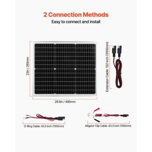 VEVOR Solarpanel 12V Monokristallines Solarpanel-Kit, 50W, für Auto, Boot – Bild 5
