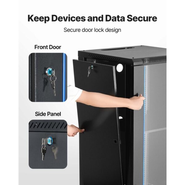 VEVOR 22U Netzwerkschrank, 600 mm Tiefe, 136 kg max. Tragkraft, Server-Rack für IT-Ausrüstung – Bild 5 VEVOR 22U Netzwerkschrank, 600 mm Tiefe, 136 kg max. Tragkraft, Server-Rack für IT-Ausrüstung – Bild 5