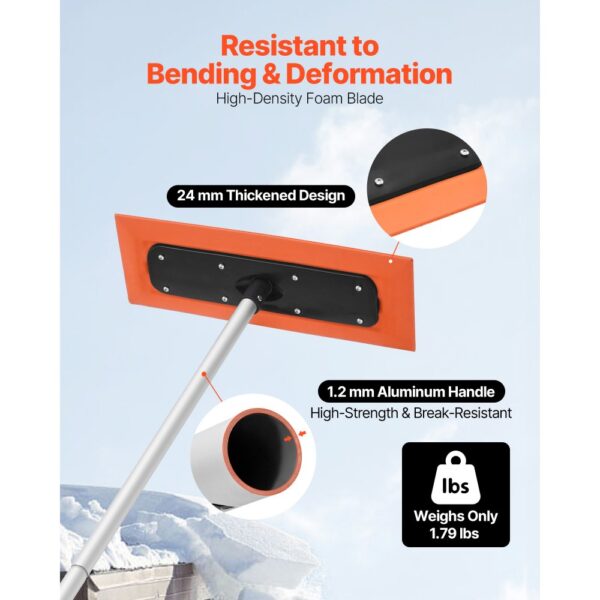VEVOR Schneeschaufel Dach, 1,2 m langer Schneeschieber, 45 cm Schaumstoffklinge für keine Kratzer – Bild 3